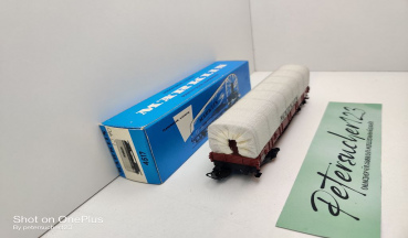 Märklin H0 AC 4517 Niederbordwagen m Plane "Märklin" / OOt / DB / OVP blau