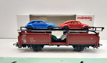 Märklin H0 AC 4613 Autotransportwagen / 4 Käfer / Laaes 541 / DB / OVP weiß