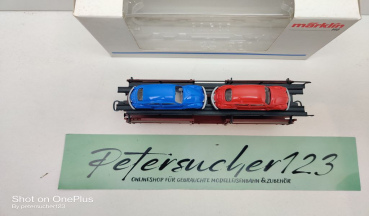 Märklin H0 AC 4613 Autotransportwagen / 4 Käfer / Laaes 541 / DB / OVP weiß