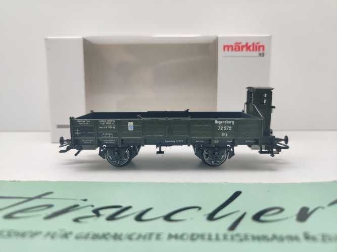 Märklin H0 AC 46157 Niederbordwagen Bremserhaus / NEM / K.Bay.Sts.B. / OVP weiß