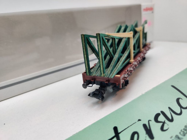 Märklin H0 AC 46362 Rungenwagen mit Fachwerk Dachbinden / R02 / NEM / DB / OVP weiß