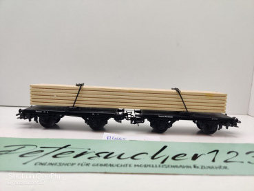 Märklin H0 4665 Langholzwagen / zwei Drehschemelwagen mit Holzladung / DRG