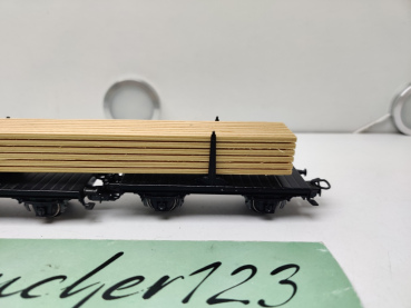 Märklin H0 AC 4665 Langholzwagen / zwei Drehschemelwagen mit Holzladung / DRG