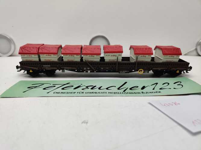 Märklin H0 AC 47086 vierachsigen Niederbordwagen der Bauart Rens 2 mit umklappbaren Rungen