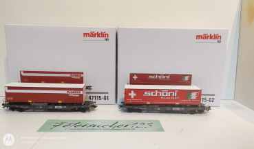 Märklin H0 AC 47115 Taschenwagen-Set "Schöni + Planzer" / NEM / OVP weiß