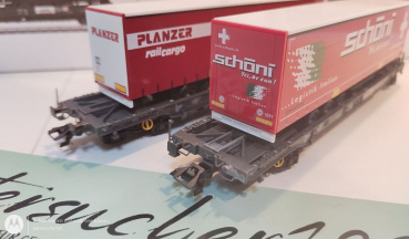 Märklin H0 AC 47115 Taschenwagen-Set "Schöni + Planzer" / NEM / OVP weiß