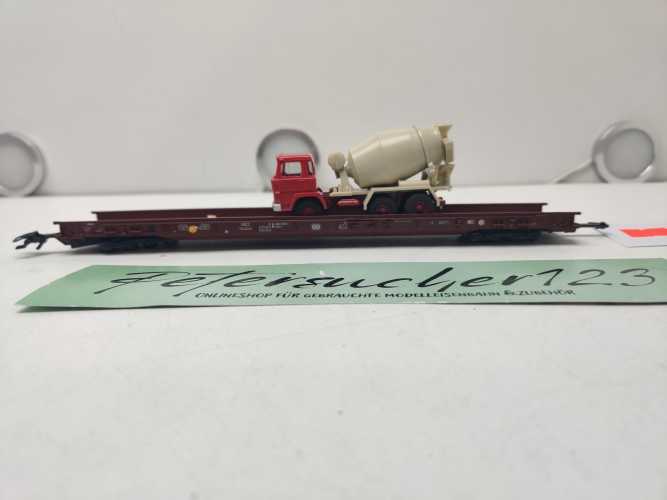 Märklin H0 AC 4740 Niederflurwagen "Rollende Landstr." / Saadkms 690 / DB / LKW - Betonmischer