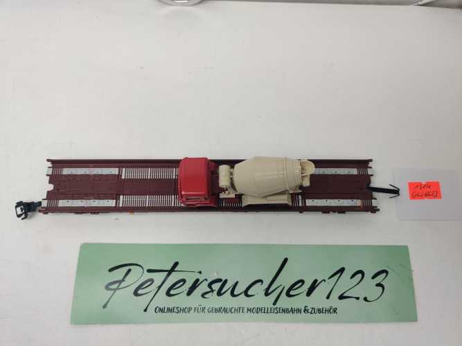 Märklin H0 AC 4740 Niederflurwagen "Rollende Landstr." / Saadkms 690 / DB / LKW - Betonmischer