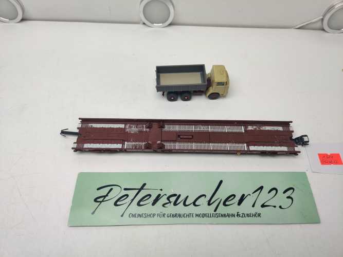 Märklin H0 AC 4740 Niederflurwagen "Rollende Landstr." / Saadkms 690 / DB / Kipper - LKW