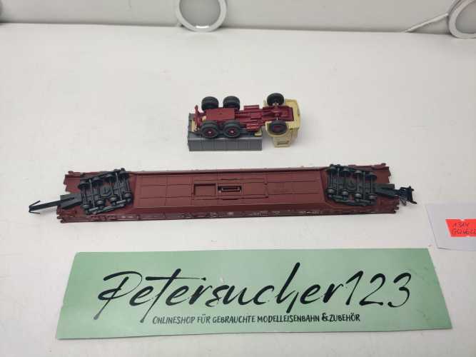 Märklin H0 AC 4740 Niederflurwagen "Rollende Landstr." / Saadkms 690 / DB / Kipper - LKW