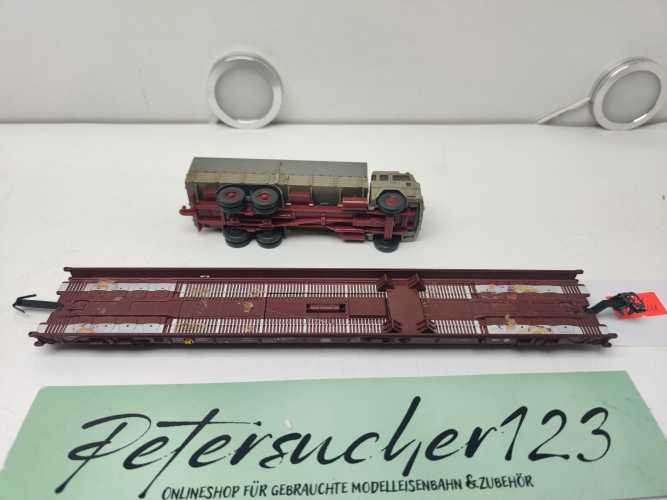 Märklin H0 AC 4740 Niederflurwagen "Rollende Landstr." / Saadkms 690 / DB / LKW Lang