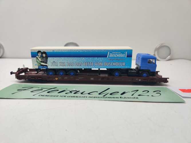 Märklin H0 AC 4740 Niederflurwagen "Rollende Landstr." / Saadkms 690 / DB / LKW