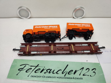 Märklin H0 AC 4740 / 498 3 153-5  "Rollende Landstr." / Saadkms 690 / DB / LKW Gebrüder Weiss