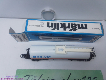 Märklin H0 AC 4746 Kesselwagen / Kessel blau-weiß / SOLVAY / OVP blau
