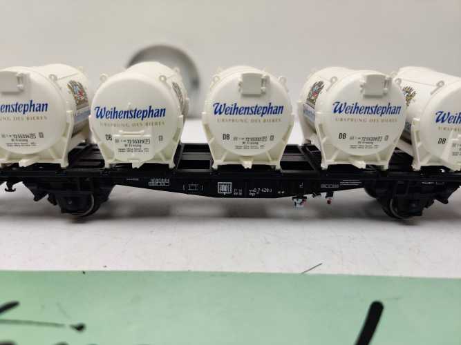 Märklin H0 AC 48535 / zweiachsiger Behälter-Tragwagen der Bauart Lbgjs 598 / Weinstephan / DB