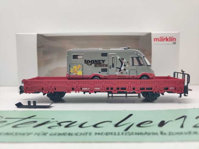Märklin H0 AC 48611 1.FCM JW'11 "Looney Tunes" Niederbordwg + Wohnmobil / OVP weiß