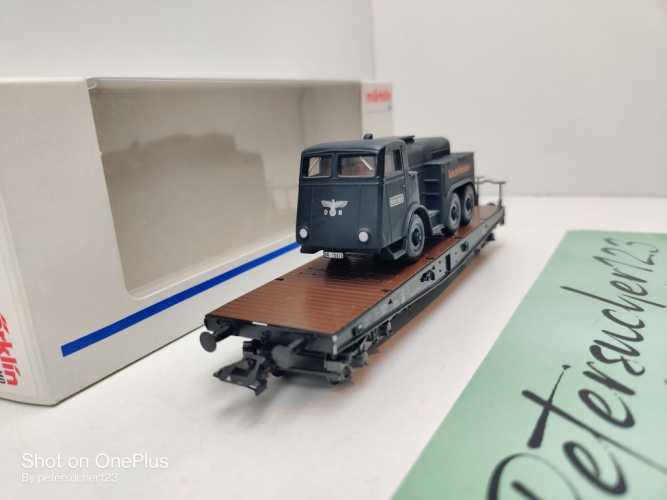 Märklin H0 AC 4866 Schwerlast-Flachwg + Kaelble Fahrzeug / NEM / DRG / OVP weiß