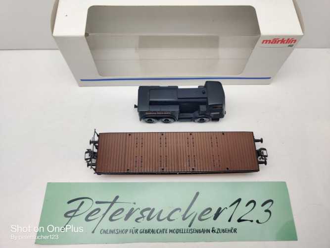 Märklin H0 AC 4866 Schwerlast-Flachwg + Kaelble Fahrzeug / NEM / DRG / OVP weiß