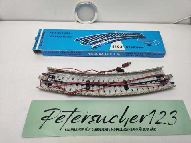 Märklin H0 AC 5103 Anschlussgleisstück / gebogen (mit 2 Anschlusskabeln) / OVP