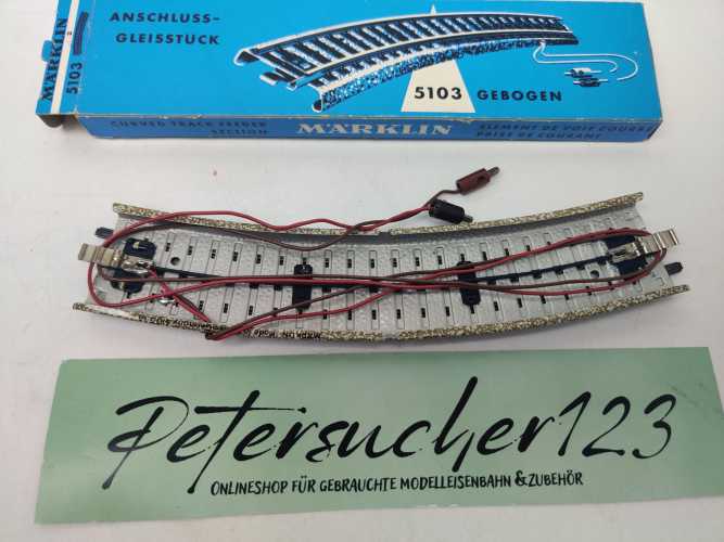 Märklin H0 AC 5103 Anschlussgleisstück / gebogen (mit 2 Anschlusskabeln) / OVP
