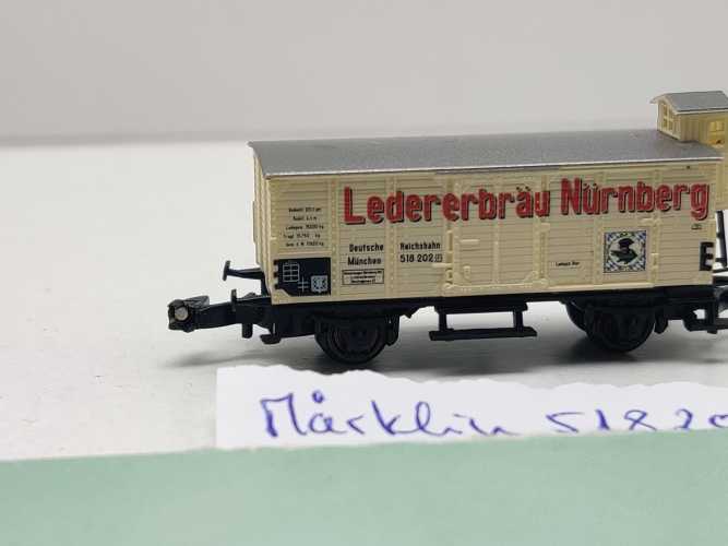 Märklin Z DC 82519 Kühlwagen mit Bremserhaus "Ledererbräu" aus Set / DRG