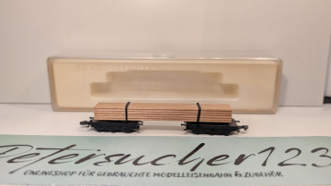 Märklin Z DC 8619 Langholzwagen / zweiteilig, mit Kantholz beladen / OVP