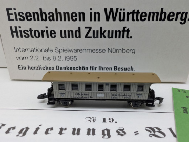 Märklin Z DC 8700.1995.01 Personenwagen "150 J Eisenb. Württ." / Messe NBG '95 / OVP