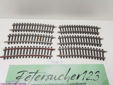 Märklin H0 AC 2233 6x gebogenes K-Gleis / R 424,6 / 15° = 1/2  / Kleber, Farbe, Rost