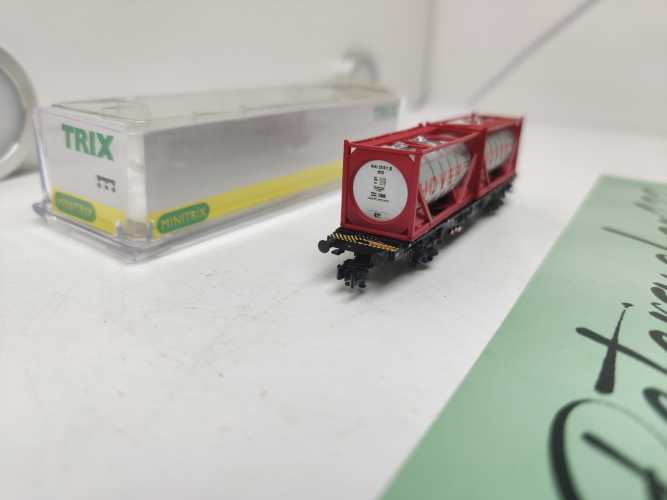 Mini Trix N DC 15289-05 / Einheitstaschenwagen / Sdgkms 707 / DB AG / Tankcontainern „VOTG TANKTAINER“ / OVP