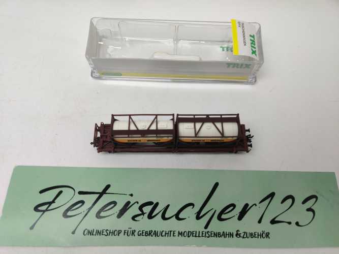 Mini Trix N DC 15257-1 / 4-achsigen Einheitstaschenwagen / Sdgkms 707 / DB AG / „BERTSCHI AG“ / OVP