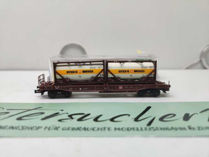 Mini Trix N DC 15257-1 / 4-achsigen Einheitstaschenwagen / Sdgkms 707 / DB AG / „BERTSCHI AG“ / OVP