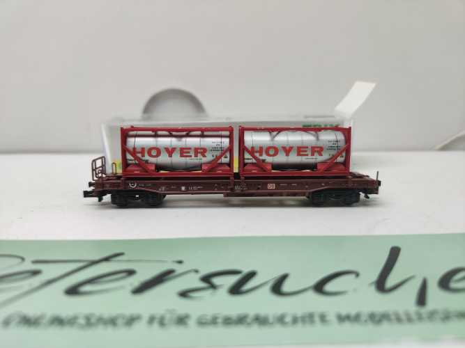Mini Trix N DC 15257-2 / Einheitstaschenwagen / Sdgkms 707 / DB AG / Tankcontainern „HOYER“ / OVP