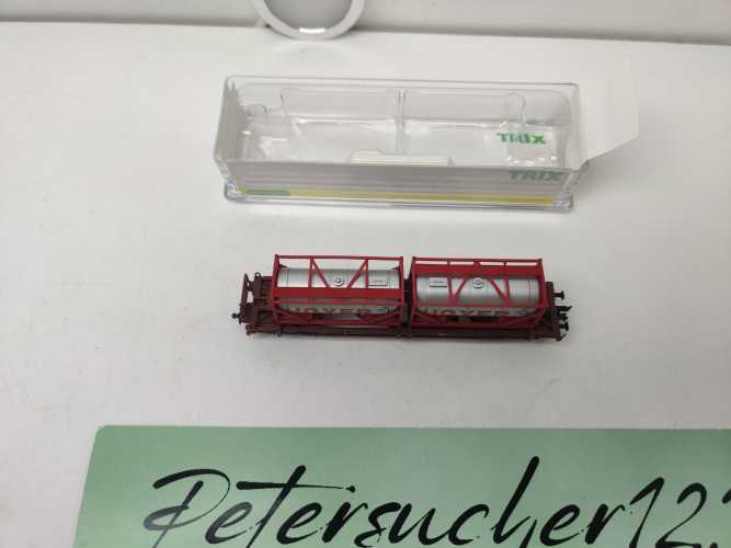 Mini Trix N DC 15257-2 / Einheitstaschenwagen / Sdgkms 707 / DB AG / Tankcontainern „HOYER“ / OVP
