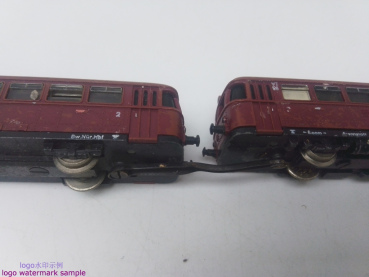 Trix N DC 989731/982776 Schienenbus mit Beiwagen / Rot / DB