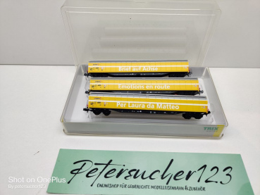 Minitrix N DC 15874 Großraum-Schiebewandwg-Set "POST" / Habbiillnss SBB NEM / OVP