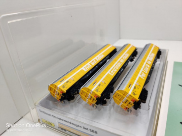 Minitrix N DC 15874 Großraum-Schiebewandwg-Set "POST" / Habbiillnss SBB NEM / OVP