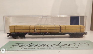 Roco H0 AC 76773 Rungenwagen mit Holzstapeln / K / DB / OVP
