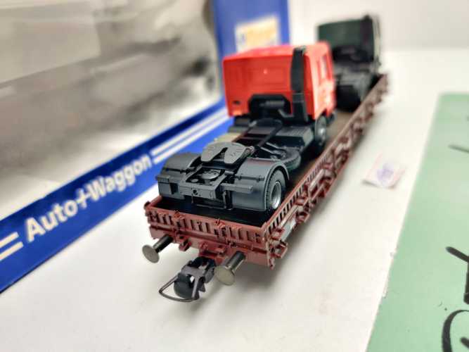 Roco H0 DC 1905 Rungenwagen Kbs442 "2 LKW-Zugmaschinen" / NEM / DB / OVP