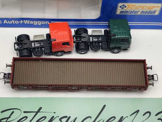 Roco H0 DC 1905 Rungenwagen Kbs442 "2 LKW-Zugmaschinen" / NEM / DB / OVP