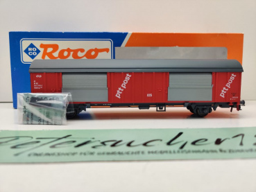 Roco H0 DC 46275 gedeckter Güterwagen "ptt Post" Hbbkkss / NEM / NS / OVP