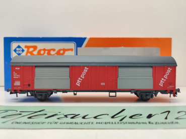 Roco H0 DC 46275 gedeckter Güterwagen "ptt Post" Hbbkkss / NEM / NS / OVP