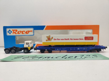 Roco H0 DC 48013 Taschenwagen „Steiff" + Zugmaschine / Sdkms707 / NEM / DB / OVP