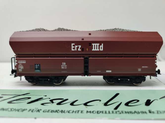 Roco H0 AC 610 591 / vierachsiger Großraum-Selbstentladewagen / NEM / DB / Ladegut Kohle