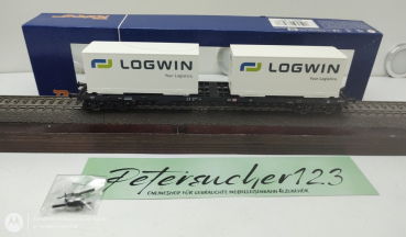 Roco H0 DC 66583 Containertragwagen Logwin DB-AG  OVP