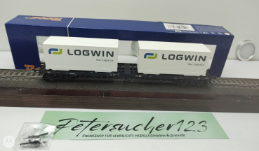 Roco H0 DC 66583 Containertragwagen Logwin DB-AG  OVP