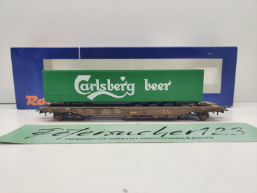 Roco H0 DC 66590 Taschenwagen „Carlsberg beer" / Sdgmns / NEM / DSB / OVP