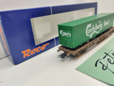 Roco H0 DC 66590 Taschenwagen „Carlsberg beer" / Sdgmns / NEM / DSB / OVP