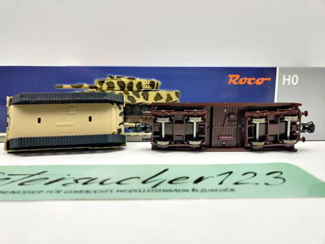 Roco H0 DC 67476 Schwerlastwagen Smm Leopard 2A4 " Leopradine" / NEM / ÖBB / OVP