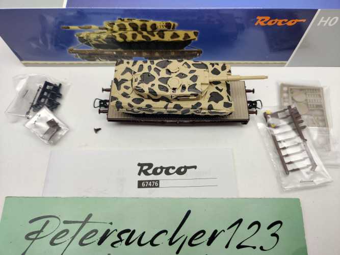 Roco H0 DC 67476 Schwerlastwagen Smm Leopard 2A4 " Leopradine" / NEM / ÖBB / OVP