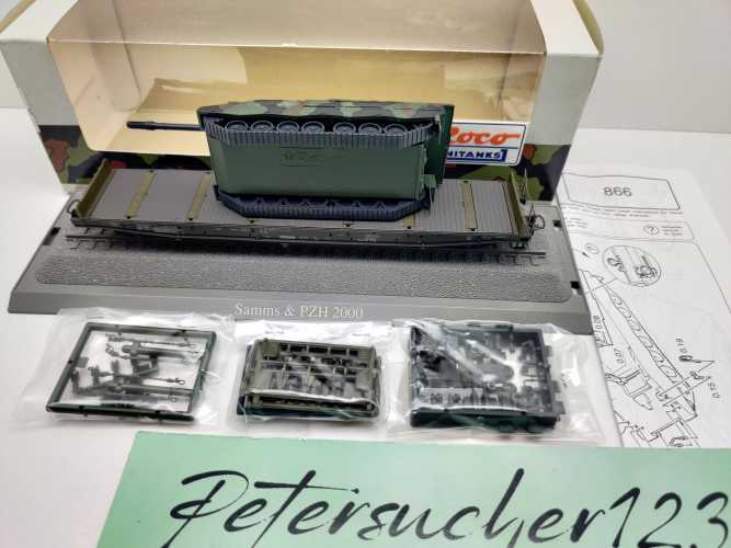 Roco H0 DC 866 Schwerlastwagen Samms Panzerhaubitze PzH2000 / NEM / DB / OVP